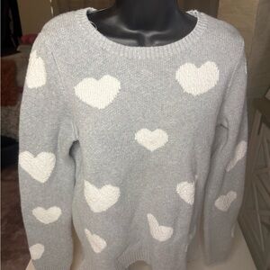 Women's Gray Heart Sweater
